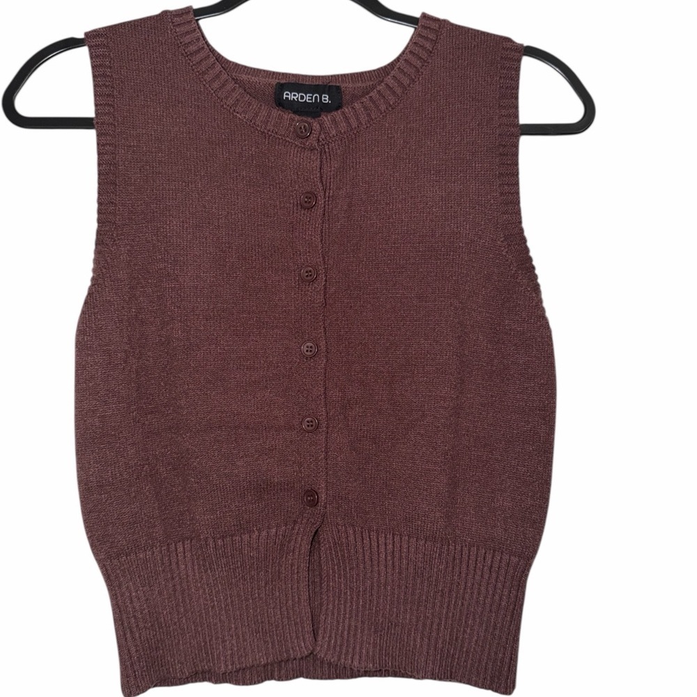 Arden B Dark Plum Knit Button-Up Vest Size Medium